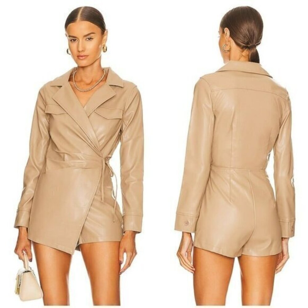 Superdown Chantel Leather Romper - Nude
